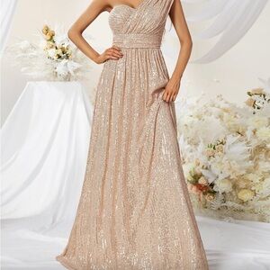 Glamorous One-Shoulder Sequin Gown
